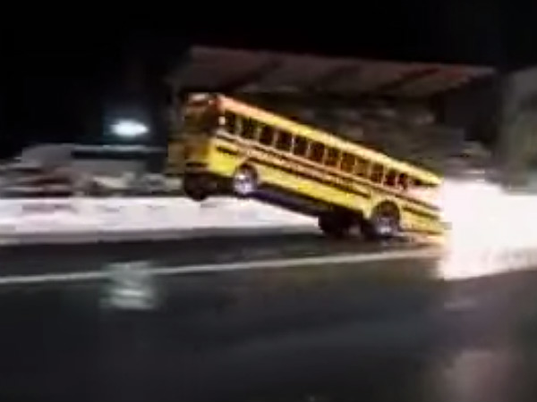 school bus popping a