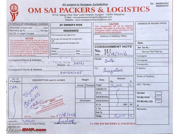 movers and packers bill