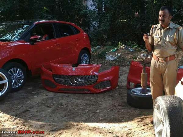 Modified Maruti Baleno Stripped To Stock By Police And RTO
