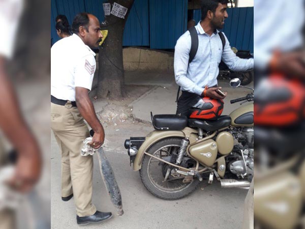 Royal Enfield Exhausts Crushed Under Road Roller By Traffic Police