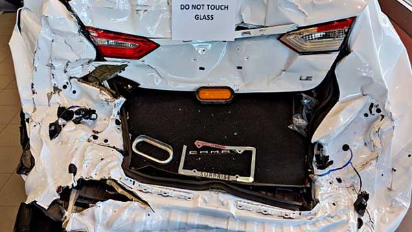 A Toyota Camry Crashed In Arizona, USA — Dealership Displays The Car To Showcase Its Safety