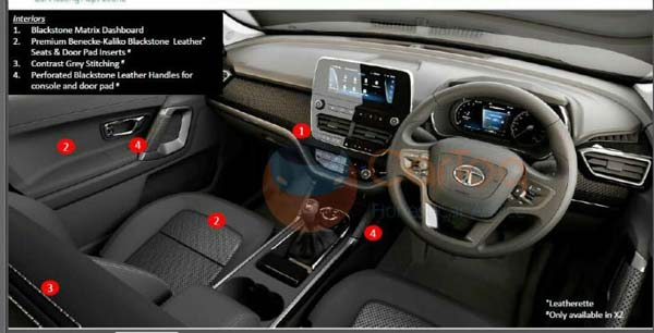 Tata Harrier Dark Edition Details Revealed With Seats Finished In Benecke-Kaliko Blackstone Leather.