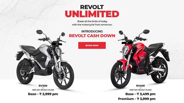 Revolt Motors One Time Payment Plan Introduced With RV300 & RV400