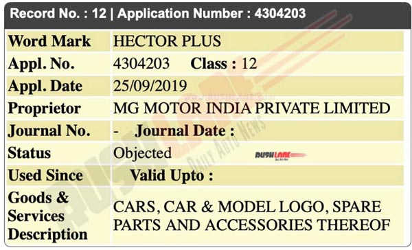 MG Hector Plus Third Row Seating SUV Variant Name Registered: Will Rival The Upcoming Tata Gravitas