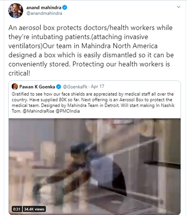 Mahindra Equips Medical Personnel With Game Changing Gear To Fight Coronavirus