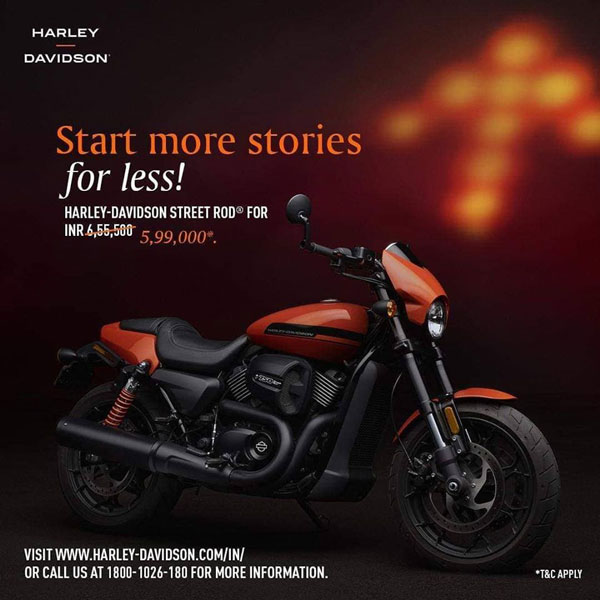 Harley-Davidson Street Rod BS6 Limited Period Offer: Rs 55,500 Discount