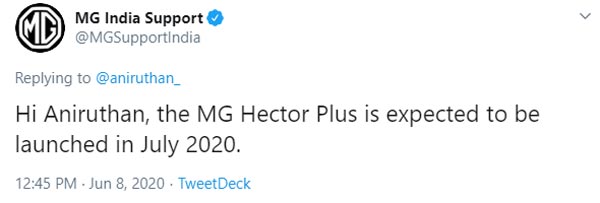 MG Hector Plus India Launch In July: Will Rival The Toyota Innova Crysta