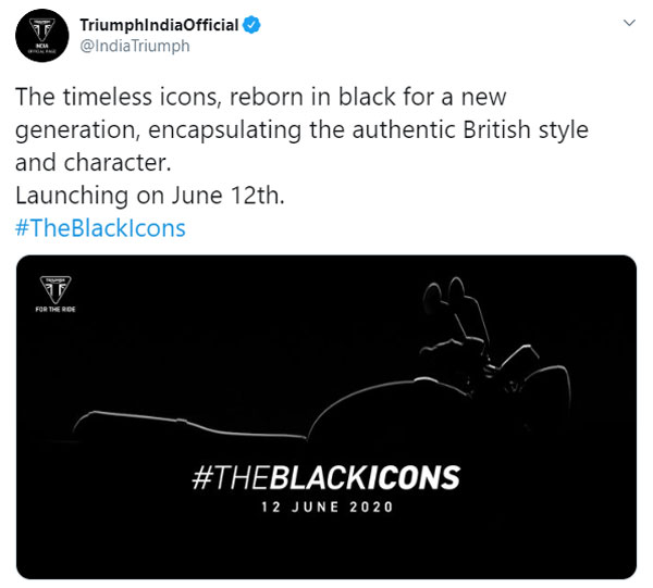 Triumph Bonneville T100 Black & T120 Black India Launch On June 12