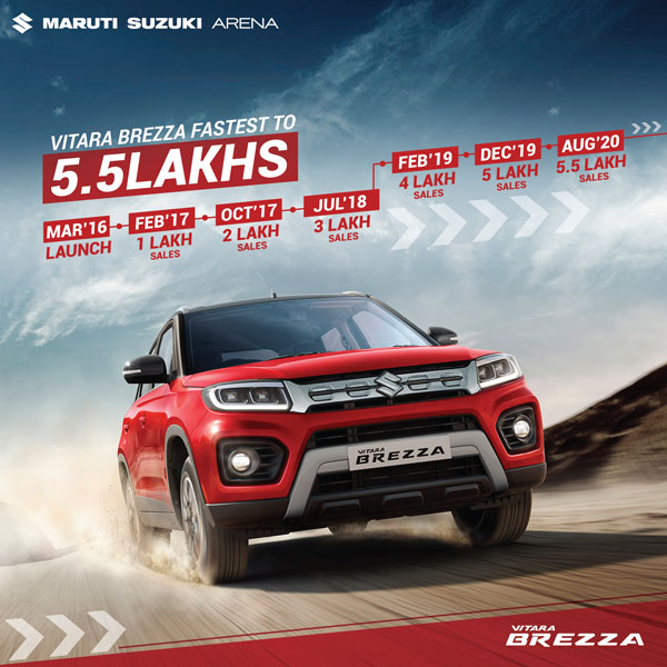 Maruti Suzuki Reaches A New Milestone: 5.5 Lakh Units Of The Vitara Brezza Sold Since Its Inception