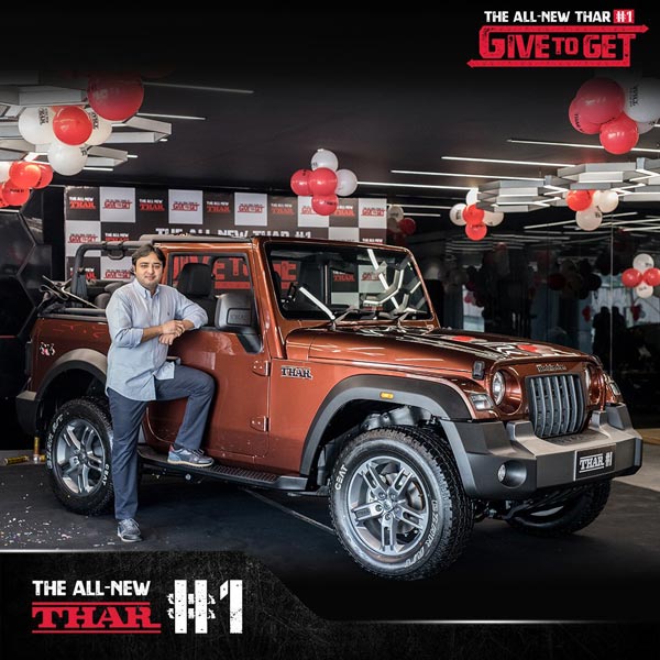 New Mahindra Thar Deliveries Begin: #1 Auctioned SUV Delivered To Aakash Minda