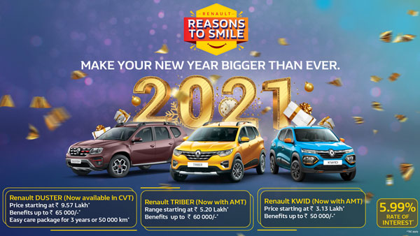 Renault Cars Discounts & New Year Offers Announced In January 2021: Benefits Of Rs 95,000 On Kwid, Triber & Duster