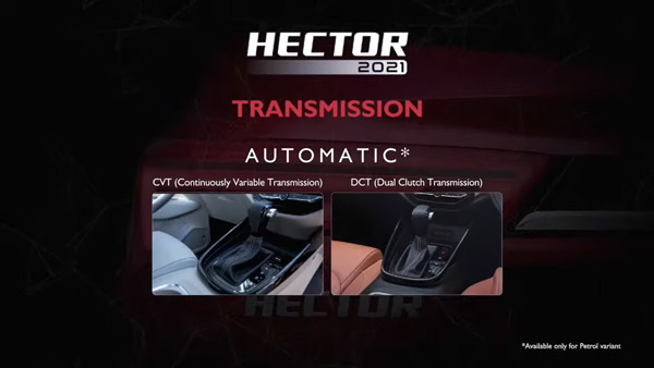 2021 MG Hector Petrol-CVT Trims Launched In India At Rs 16.52 Lakh: Will Be Sold Alongside DCT Transmission Unit