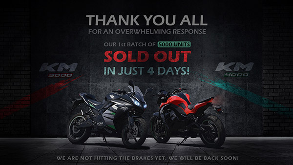 Kabira Electric Motorcycles KM3000 & KM4000 Sold Out: Company Confirms 1st Batch Of 5000 Units Sold Have Been Booked