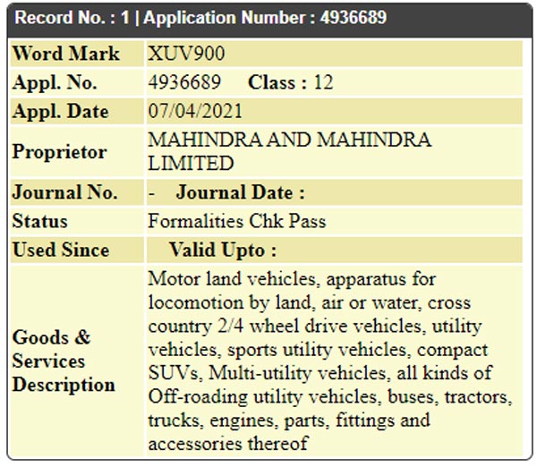 Mahindra Trademarks XUV100, XUV400, XUV700 & XUV900 Names For Future SUVs