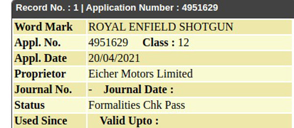 Royal Enfield Shotgun Name Registered In India: Could It Be The 650cc Cruiser?
