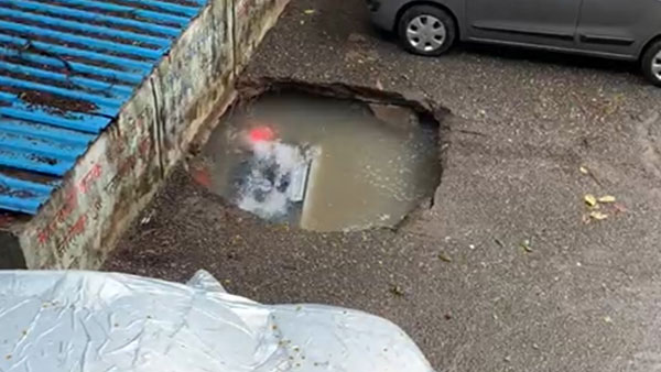 Car Falls Into Sinkhole At Mumbai Parking Lot — Shocking Visuals Surface; Hyundai Venue Sinks