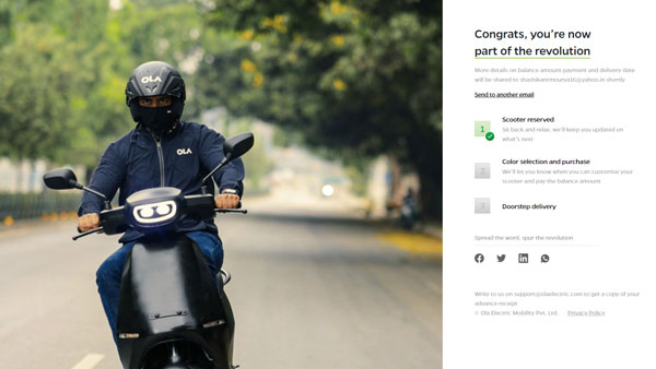 Ola Electric Scooter Bookings Open At Rs 499 — Booking Process & Details Explained