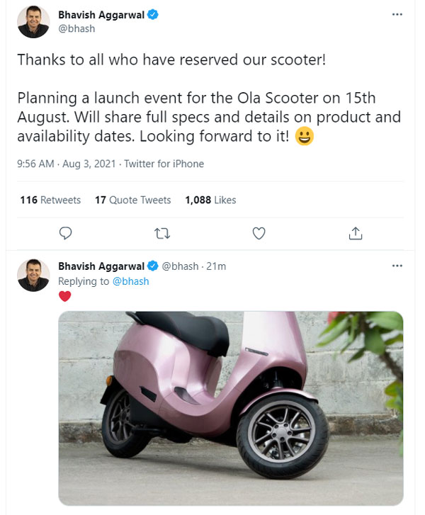 Ola Electric Scooter Launching On August 15 — Most-Awaited EV Launch To Happen On Independence Day