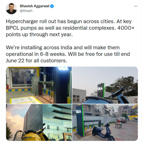 Ola Electric To Set Up More than 4000 Hyperchargers Across India