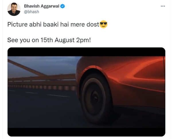 Ola Electric Car Teaser Video Out
