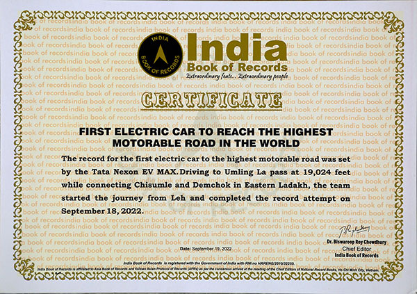 Tata Nexon EV Max Becomes First Electric Car To Reach Umling La - The World’s Highest Motorable Road
