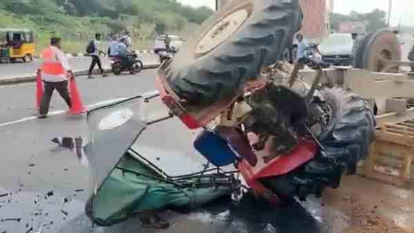Miracle On The Highway - Car Splits Tractor In Half