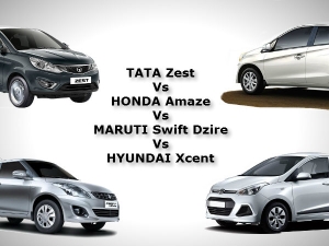 Tata Zest Vs Honda Amaze Vs Maruti Dzire Vs Hyundai Xcent Comparison
