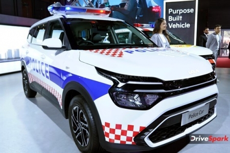 Kia Carens Police Car Photos - Auto Expo 2023 Images